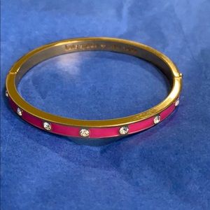 Kate Spade hinged bangle bracelet pink rhinestone